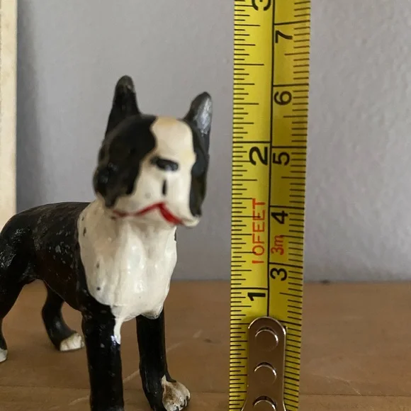 Vintage Cast Iron Boston Terrier with Vintage framed Boston Terrier Print art - Picture 3 of 4